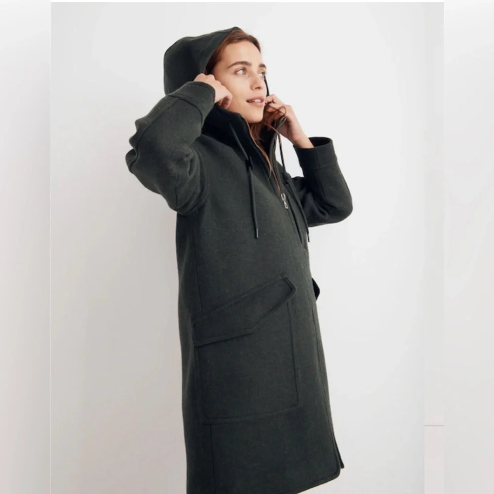 Madewell Lynnford Coat Wool Cashmere Forest Green Small New FLAWED